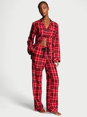 Victoria's Secret Lipstick Lovely Plaid Red Flannel Long Pyjama Set - Image 1 of 1