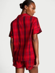 Victoria's Secret Red Laquer Tonal Plaid Flannel Short Pyjama Set - Image 2 of 3