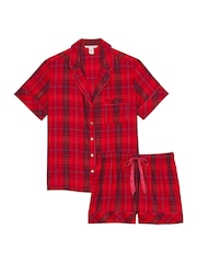 Victoria's Secret Red Laquer Tonal Plaid Flannel Short Pyjama Set - Image 3 of 3
