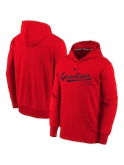 Sudadera con capucha con gráfico Therma roja de Cleveland Guardians Practice para jóvenes de Fanatics - Imagen 1 de 3