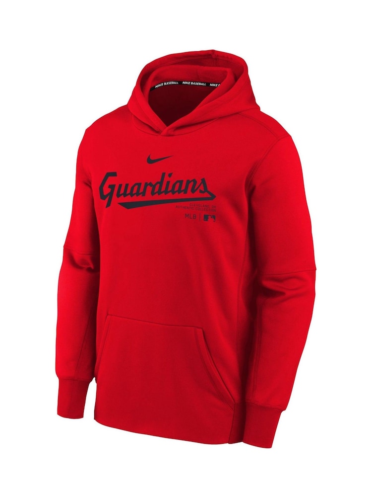 Sudadera con capucha con gráfico Therma roja de Cleveland Guardians Practice para jóvenes de Fanatics - Imagen 2 de 3