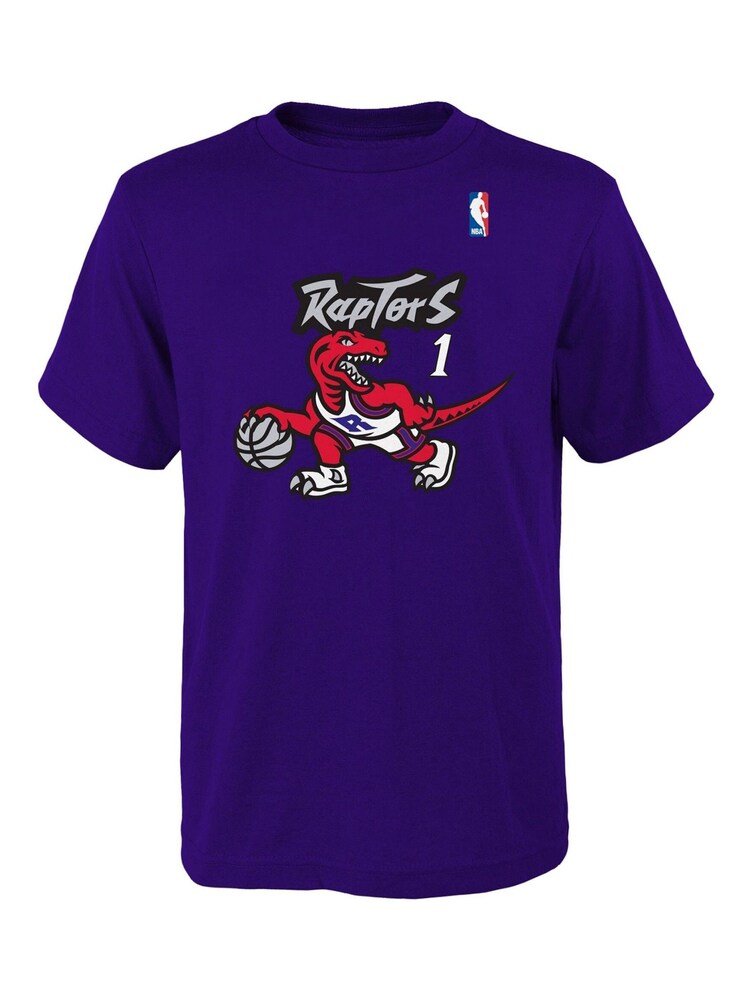 Fanatics Youth Blue Toronto Raptors Tracy McGrady Hardwood Classics Name And Number 100% Cotton T-Shirt By Mitchell And Ness - Image 2 of 3