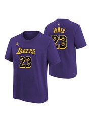 Fanatics Youth Purple 100% Cotton Los Angeles Lakers Statement Name And Number T-Shirt 23 LeBron James - Image 1 of 2