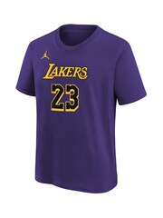 Fanatics Youth Purple 100% Cotton Los Angeles Lakers Statement Name And Number T-Shirt 23 LeBron James - Image 2 of 2