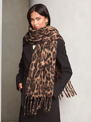 Lipsy Leopard Super Soft Brushed Oversized Scarf - Image 1 of 3