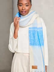 Lipsy Blue Check Super Soft Brushed Oversized Scarf - Image 1 of 3