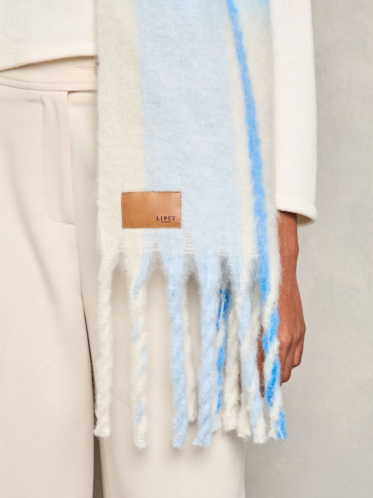Lipsy Blue Check Super Soft Brushed Oversized Scarf - Image 2 of 3