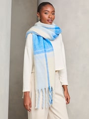Lipsy Blue Check Super Soft Brushed Oversized Scarf - Image 3 of 3