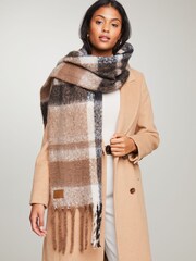 Lipsy Brown Check Super Soft Brushed Oversized Scarf - Image 3 of 4