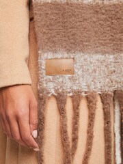 Lipsy Brown Check Super Soft Brushed Oversized Scarf - Image 4 of 4