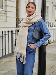 Lipsy Cream Super Soft Midweight Printed Scarf - Image 1 of 4