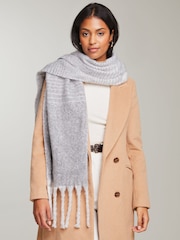 Lipsy Grey Super Soft Brushed Oversized Scarf - Image 3 of 4