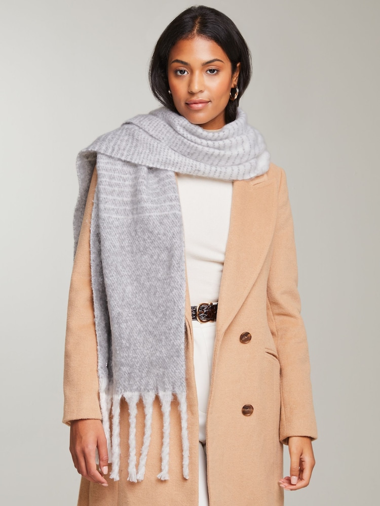 Lipsy Grey Super Soft Brushed Oversized Scarf - Image 3 of 4