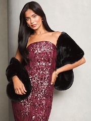 Lipsy Black Faux Fur Scarf Shawl - Image 1 of 4
