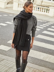 Lipsy Black Cosy Cable Scarf With Wool - Image 1 of 4