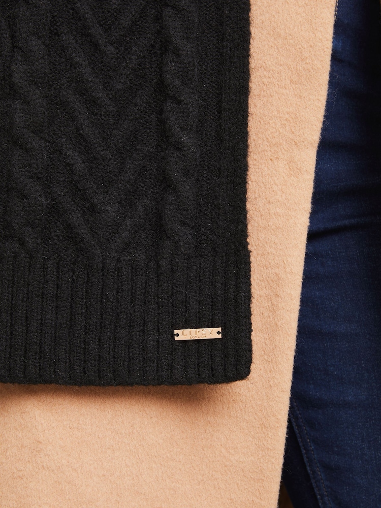 Lipsy Black Cosy Cable Scarf With Wool - Image 4 of 4
