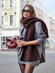 Lipsy Red Cosy Cable Scarf With Wool - Image 1 of 4