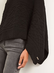 Lipsy Black Super Soft Cable Design Poncho - Image 2 of 4