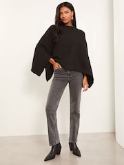 Lipsy Black Super Soft Cable Design Poncho - Image 3 of 4