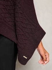 Lipsy Burgundy Red Super Soft Cable Design Poncho - Image 2 of 4