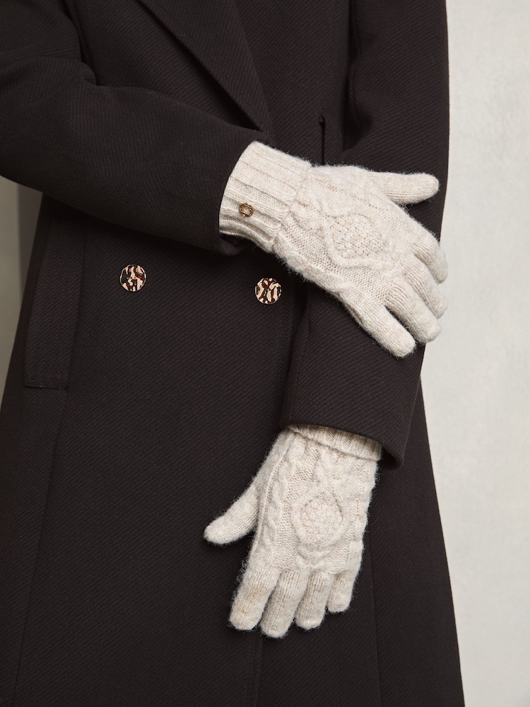 Lipsy Camel Cosy Cable Gloves With Wool - Image 1 of 3