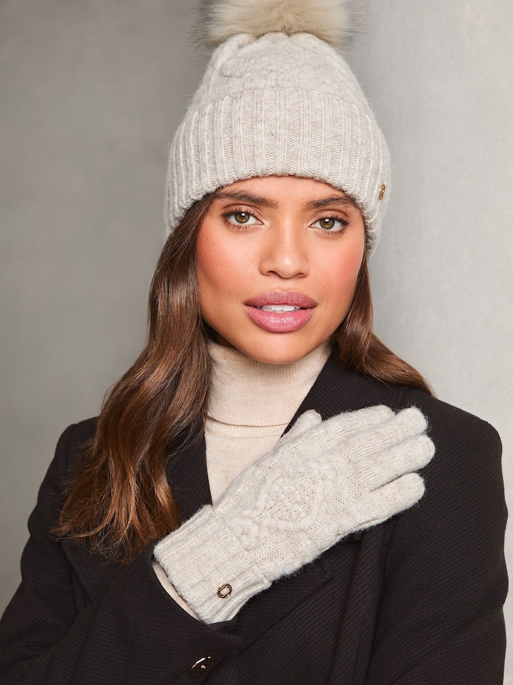 Camel - Lipsy Kuschelige Zopfstrick-Handschuhe mit Wolle - Bild 3 von 3 Camel - Lipsy Kuschelige Zopfstrick-Handschuhe mit Wolle - Bild 3 von 3