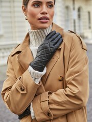 Lipsy Black Leather Quilted Studded Gloves - Image 2 of 4