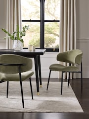 Set of 2 Relaxed Chenille Olive Green Bryer Dining Chairs - Image 1 of 9