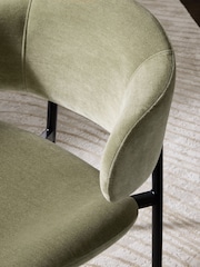 Set of 2 Relaxed Chenille Olive Green Bryer Dining Chairs - Image 2 of 9