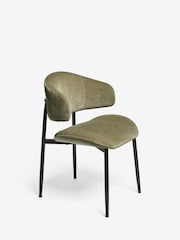 Set of 2 Relaxed Chenille Olive Green Bryer Dining Chairs - Image 5 of 9