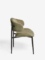 Set of 2 Relaxed Chenille Olive Green Bryer Dining Chairs - Image 6 of 9