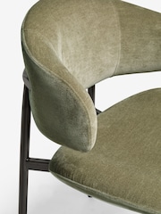 Set of 2 Relaxed Chenille Olive Green Bryer Dining Chairs - Image 8 of 9
