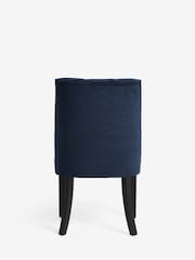 Set of 2 Fine Chenille Navy Wolton Black Leg Collection Luxe Button Dining Chairs - Image 7 of 8