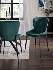 Set of 2 Soft Velvet Marine Blue Ross Dining Chairs - Image 1 of 11