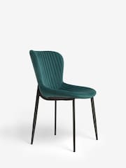 Set of 2 Soft Velvet Marine Blue Ross Dining Chairs - Image 5 of 11