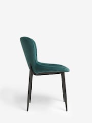 Set of 2 Soft Velvet Marine Blue Ross Dining Chairs - Image 7 of 11
