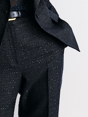 Reiss Navy Anneleise Petite Sequin-Detail Wide-Leg Woven Trousers - Image 3 of 8