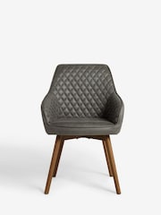 Set of 2 Monza Faux Leather Dark Grey Hamilton Dark Wood Leg Quilted Dining Chairs - Image 5 of 9