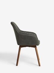Set of 2 Monza Faux Leather Dark Grey Hamilton Dark Wood Leg Quilted Dining Chairs - Image 7 of 9