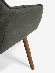 Set of 2 Monza Faux Leather Dark Grey Hamilton Dark Wood Leg Quilted Dining Chairs - Image 9 of 9