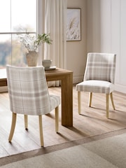 Set of 2 Versatile Check Nevis Light Natural Wolton Collection Luxe Dining Chairs - Image 1 of 9