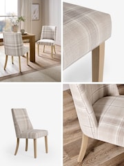 Set of 2 Versatile Check Nevis Light Natural Wolton Collection Luxe Dining Chairs - Image 2 of 9