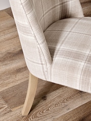 Set of 2 Versatile Check Nevis Light Natural Wolton Collection Luxe Dining Chairs - Image 3 of 9