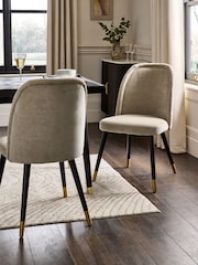 Set of 2 Relaxed Chenille Light Natural Anja Dining Chairs - Image 1 of 9