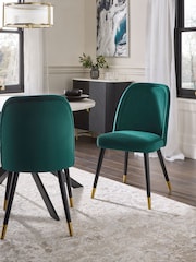 Set of 2 Soft Velvet Juniper Anja Dining Chairs - Image 1 of 9
