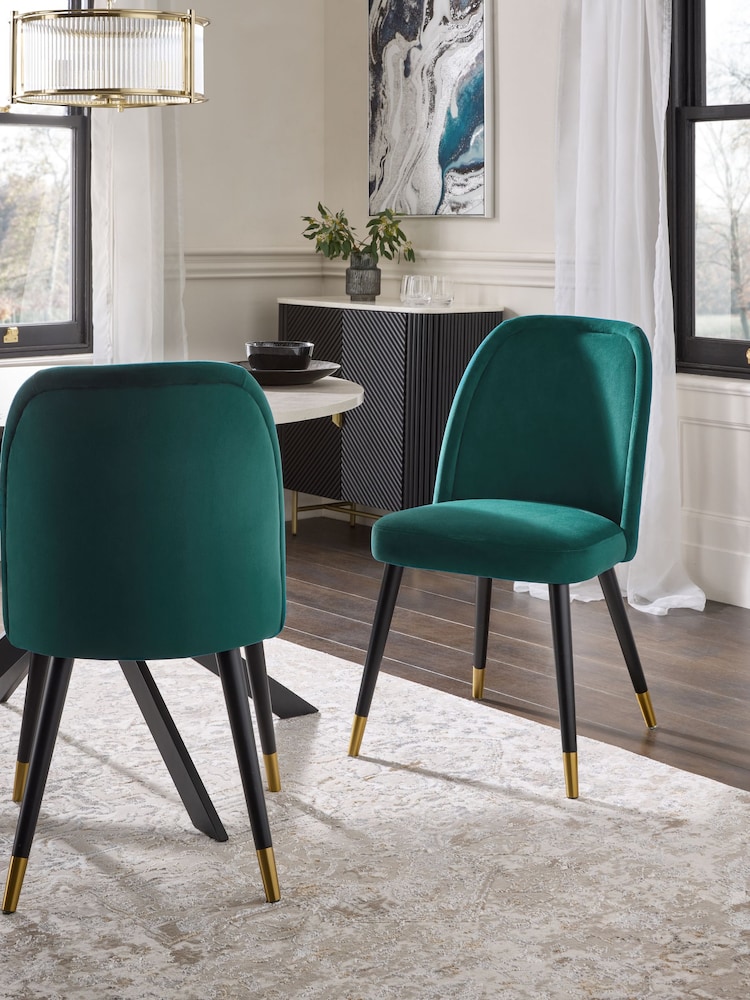 Set of 2 Soft Velvet Juniper Anja Dining Chairs - Image 1 of 9