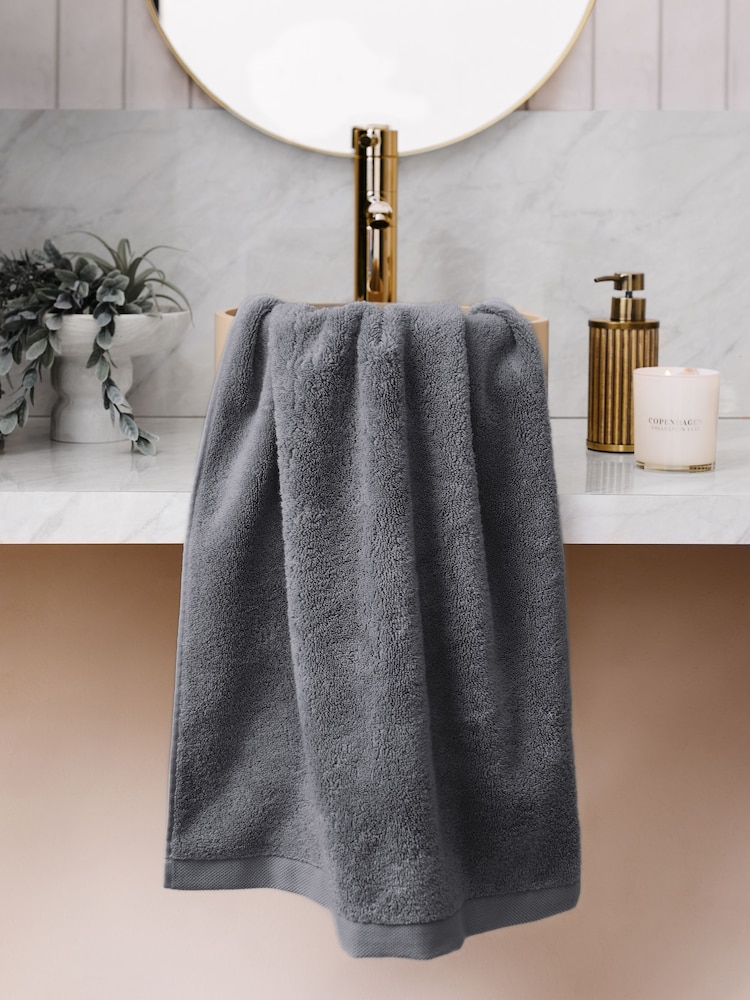 Charcoal Grey Luxury Spa Collection Luxe 100% Cotton Towel - Image 3 of 5