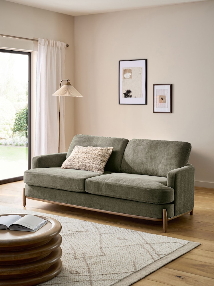 Fine Chenille Sage Green Ellison 3 Seater Sofa - Image 1 of 9