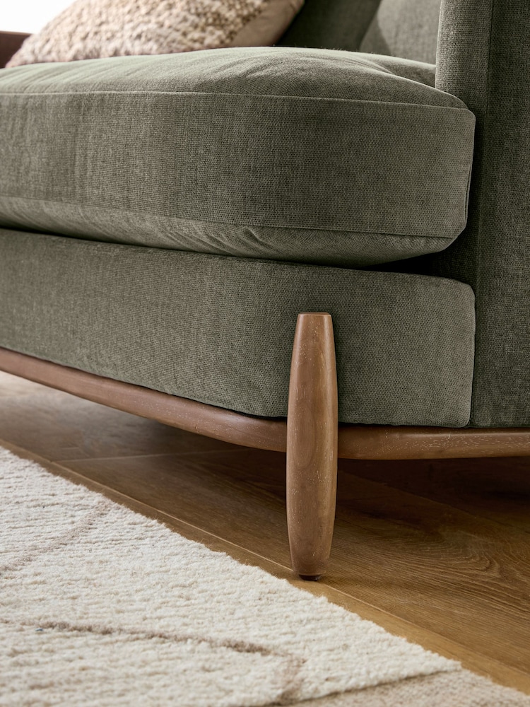 Fine Chenille Sage Green Ellison 3 Seater Sofa - Image 2 of 9