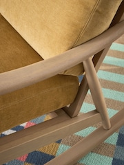 Fine Chenille Ochre Yellow Hampton Rocking Wooden Rocking Chair - Image 2 of 9